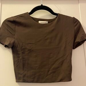 Brown Babaton Contour Aritzia crop top size small